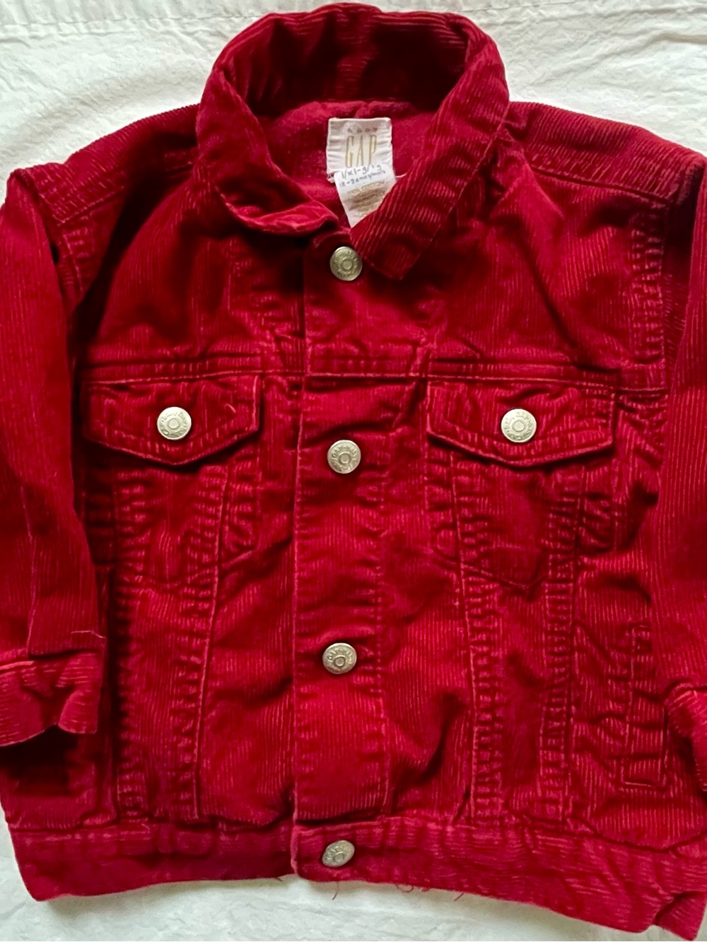 VTG Baby Gap Red Corduroy Trucker Jacket 18-24 Months